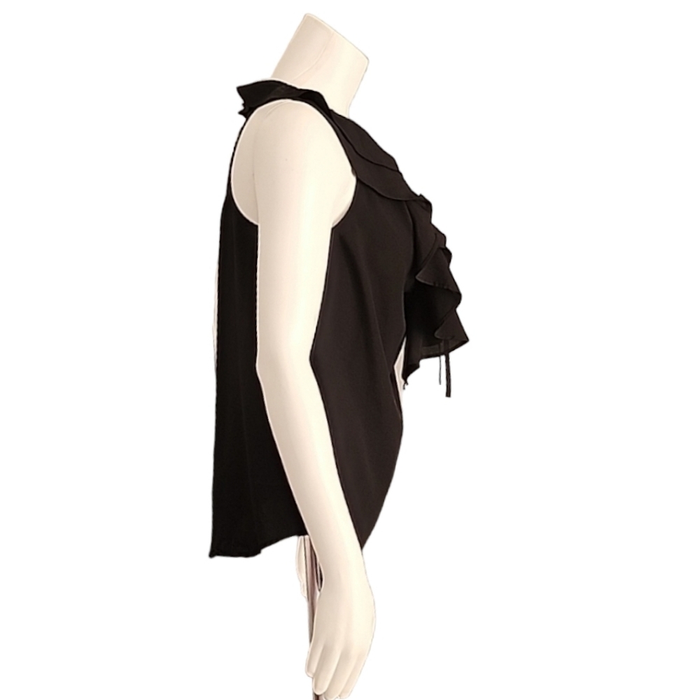MOSSIMO Vintage 2010 Black Ruffled Tank Top S Satin Racerback Chiffon Blouse - Picture 8 of 14